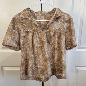Floral Patterned Brown Women's Top